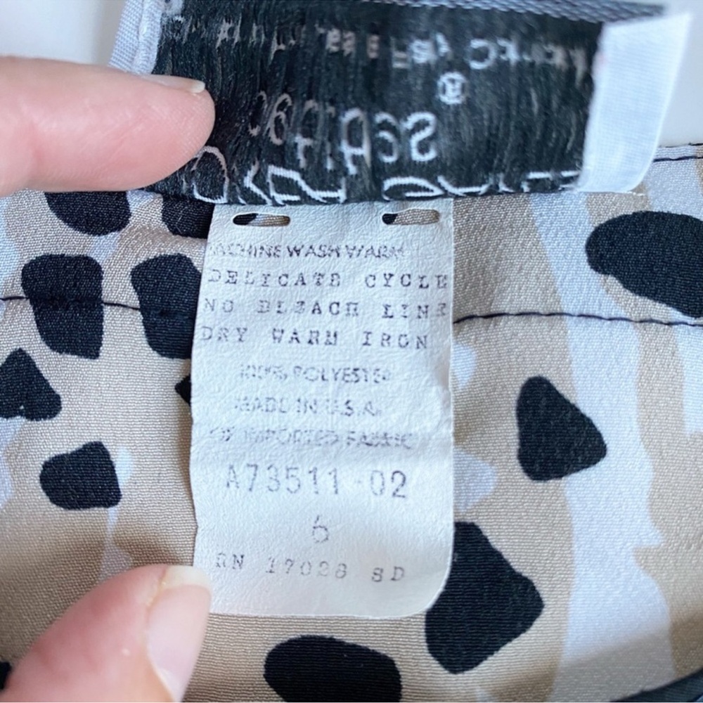Vintage Andrea Gayle Tan Spotted Prints Button Up Bomber Blouse - Picture 11 of 14